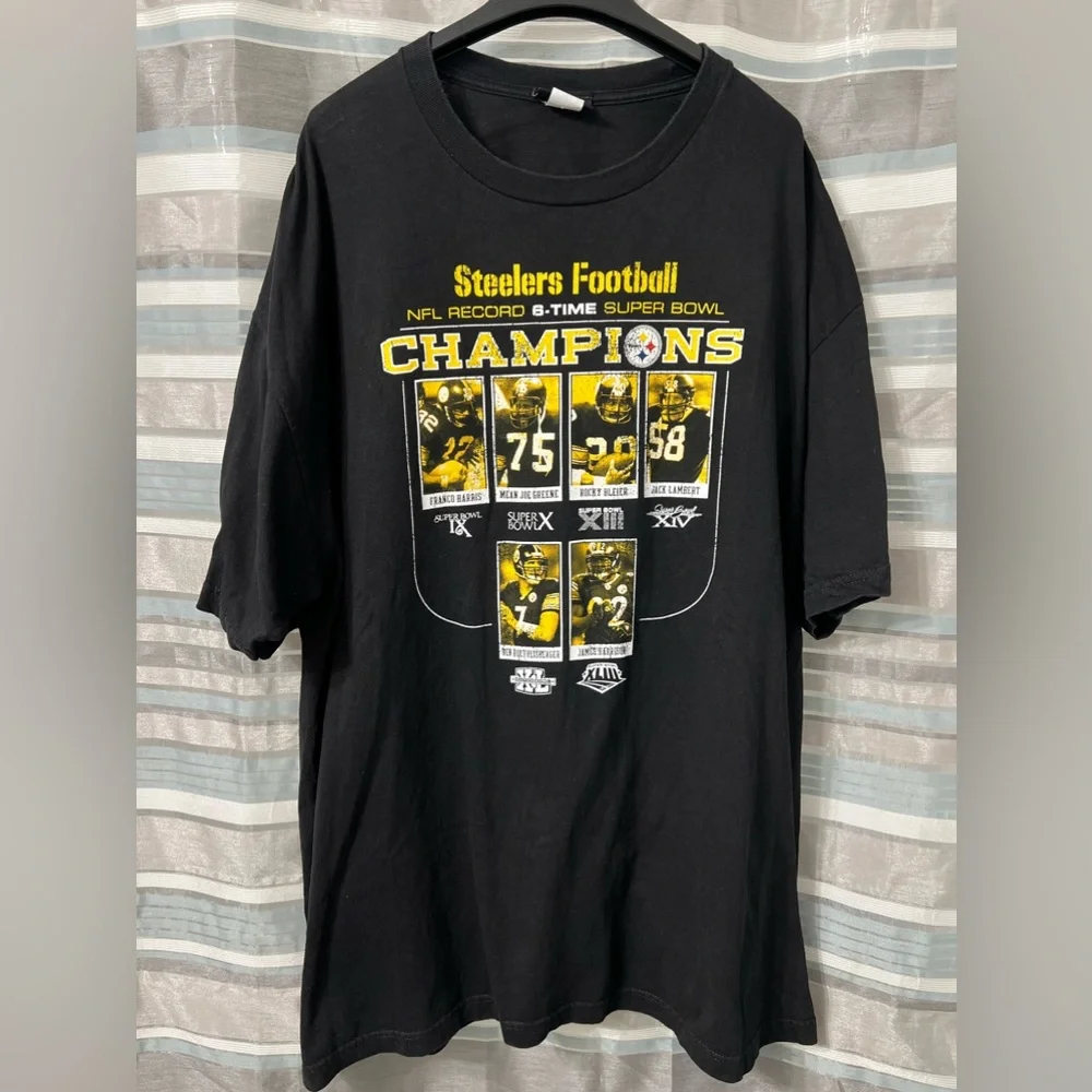 Pittsburgh Steelers Football Reebok 6 Time Super Bowl Champions T-Shirt - Picture 1 of 7